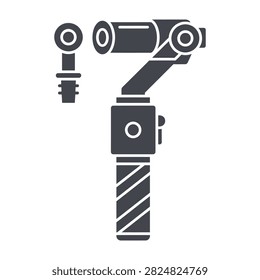 Industrial robot arm with mechanical components and gripper, technology and manufacturing concept