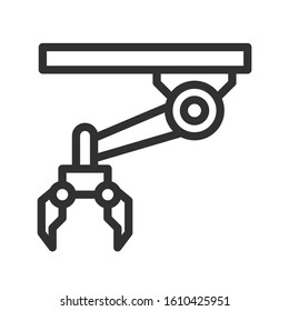 Industrial robot arm, Mechanical hand, linear icon. Editable stroke