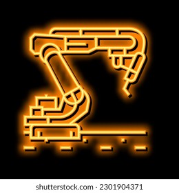 industrial robot arm neon light sign vector. industrial robot arm illustration