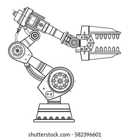 Industrial robot arm vector image on the isolated background.