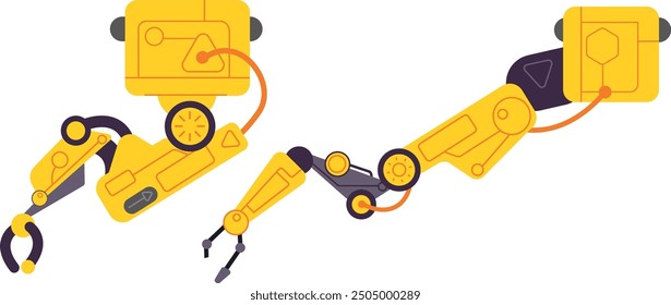 Industrial robot arms. Factory automatic manipulators icon isolated on white background