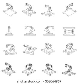 An industrial robot arms set. Vector Illustration.