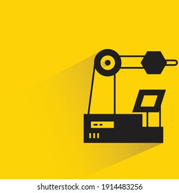 industrial robot with drop shadow yellow background