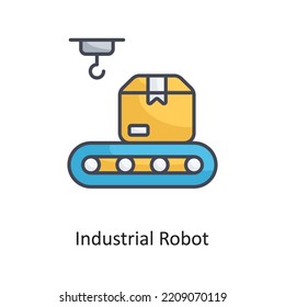Industrial Robot  Filled OutlineVector Icon Design illustration on White background. EPS 10 File