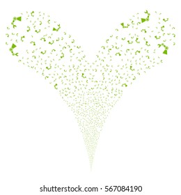 Industrial Robot fireworks stream. Vector illustration style is flat eco green iconic symbols on a white background. Object double fountain combined from random pictograms.