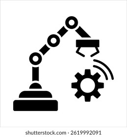 Industrial Robot Glyph Icon. Simple Vector Illustration on White Background