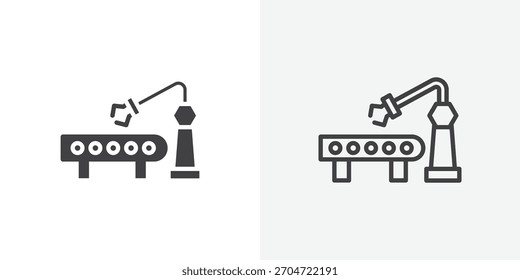 Icono de robot de Industrial. colección de línea de trazo editable y estilos planos sólidos.