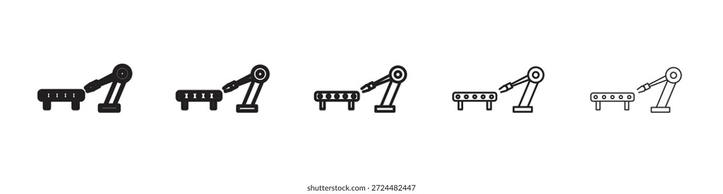 Design de ícone de robô industrial em estilo de traçado fino editável para trabalho gráfico