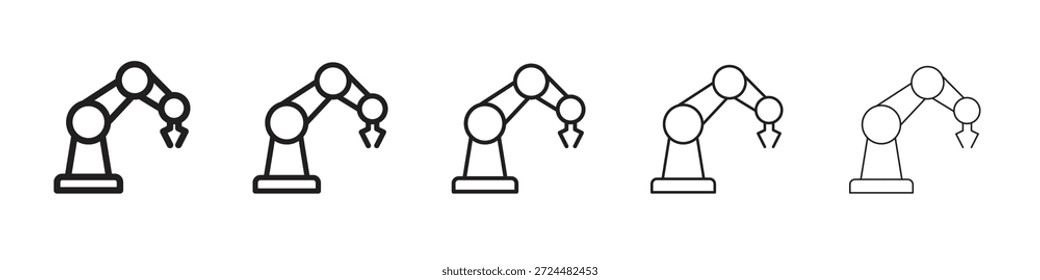 Diseño de icono de robot de Industrial en estilo de trazo editable delgado para trabajo gráfico