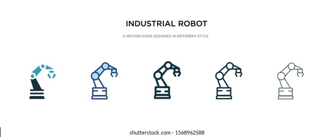 industrial robot icon in different style vector illustration. two colored and black industrial robot vector icons designed in filled, outline, line and stroke style can be used for web, mobile, ui