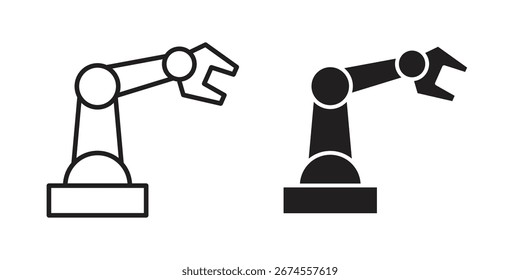Industrial robot icon in flat and liner trendy style for app ui designs