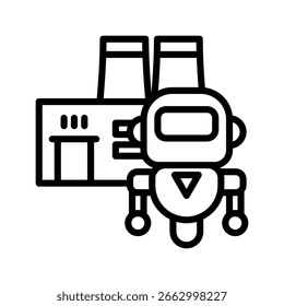 Industrial Robot icon line vector illustration