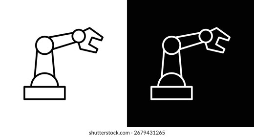 Industrial robot icon line for web, mobile and infographics.