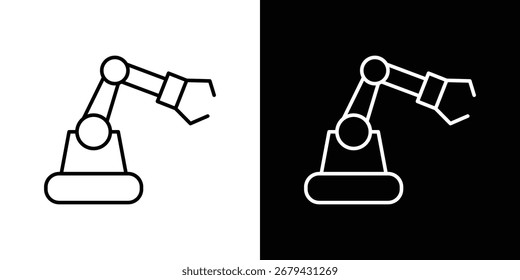 Industrial robot icon line for web, mobile and infographics.