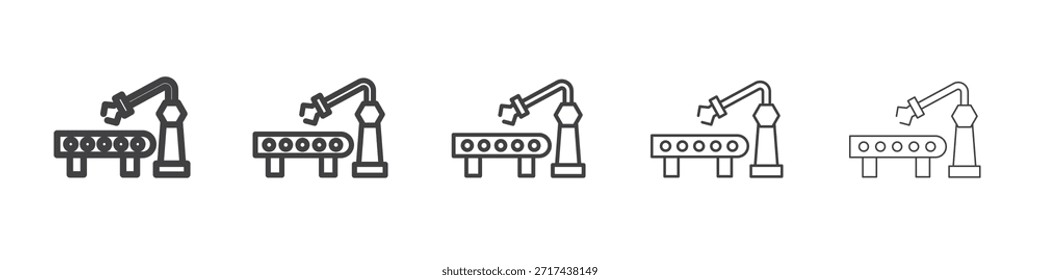 Industrial robot icon in linear strokes concept