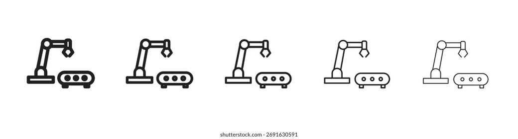 Ícone de robô industrial logotipo definir conceito ilustração de vetor de estoque.
