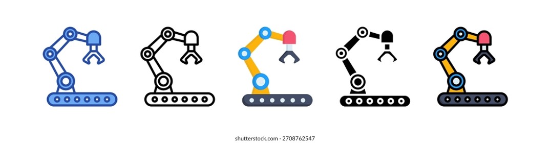 Ícone de robô industrial Ilustração de vários estilos