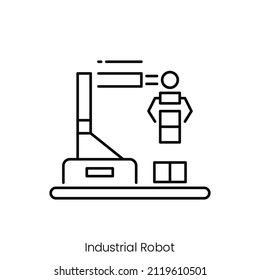 ícono de robot industrial. Diseño de icono de estilo de esquema aislado en fondo blanco