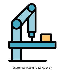 Vector de contorno de icono de robot de Industrial. Brazo de la industria. Color de la mano de la fábrica plana