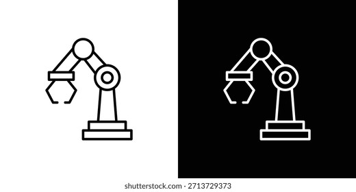 Industrial robot icon, outline vector sign, logo design download