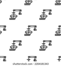 industrial robot icon pattern. Seamless industrial robot pattern on white background.