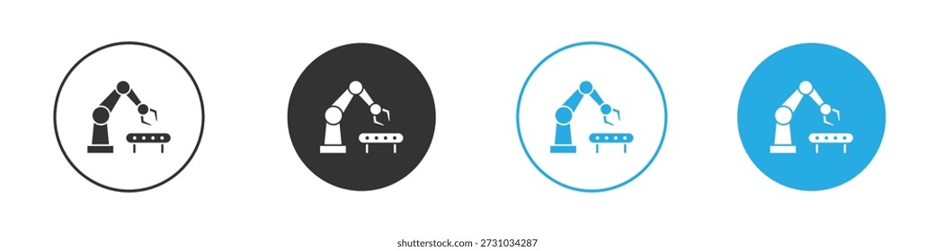 Industrial robot icon set. Black solid flat doodle graphic design set