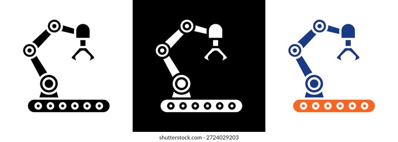 Conjunto de iconos de robot de Industrial Ilustración vectorial de glifos