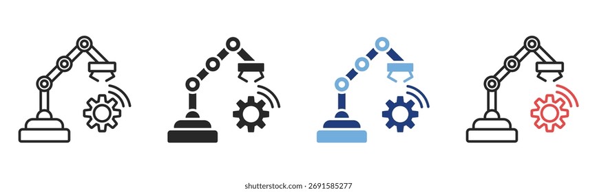 Industrial Robot Icon Set With Multiple Styles Vector Illustration
