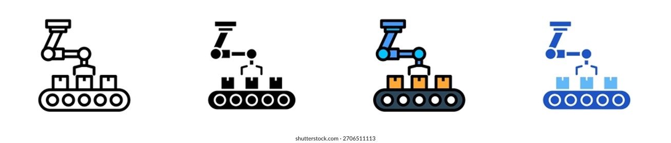 Industrial Robot Icon Set Multiple Style Collection