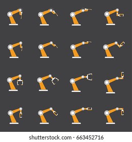 Industrial Robot icon set, Robotic arm icon