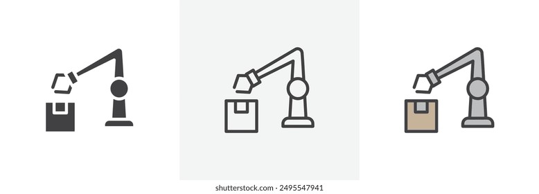 Industrial robot icon symbol collection on white background.