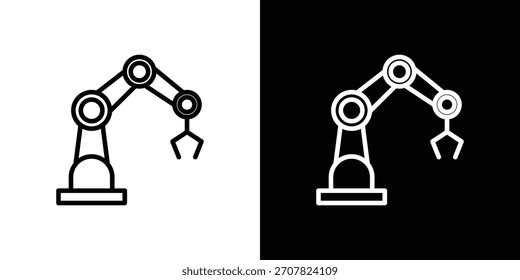 Industrierobotersymbol in dünner Linie, Umriss und Strichstil für Apps