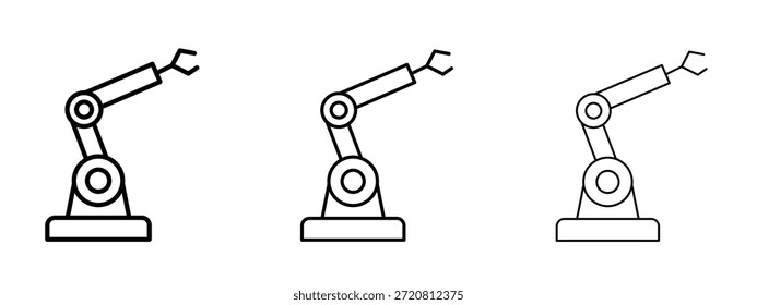 Símbolo delgado de la línea del icono del robot del Industrial en el fondo blanco, Ilustración vectorial editable del movimiento