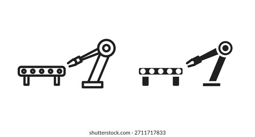 Icono de robot de Industrial en estilo lineal y plano delgado. conjunto de signos y símbolos
