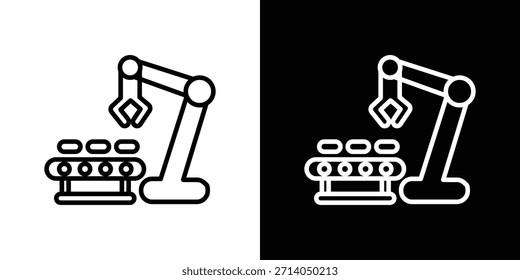 Icono de robot de Industrial en estilo plano y trazo delgado.
