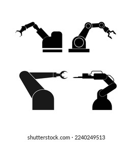 Industrieroboter-Symbol, Vektordesign, mechanisches Roboterarmsymbol.