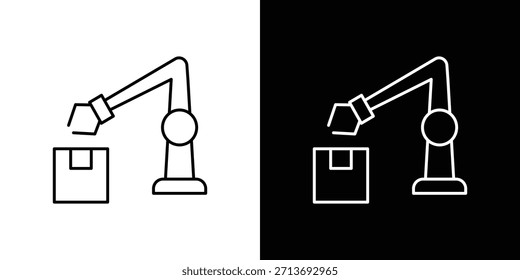 Industrial robot icon vector logo outline. thin line symbols