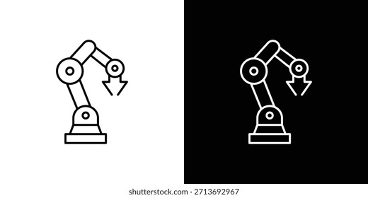 Industrial robot icon vector logo outline. thin line symbols