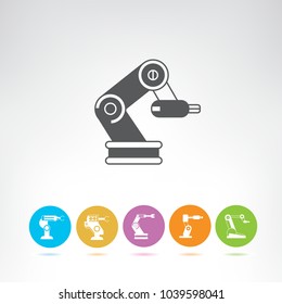 industrial robot icons set