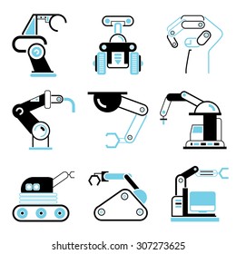 industrial robot icons set