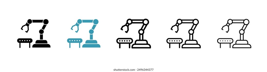 Industrial robot line icon vector set.