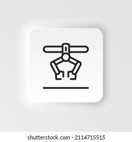 Robot industrial, icono del brazo de carga - Icono vectorial de estilo neumórfico vectorial sobre fondo blanco