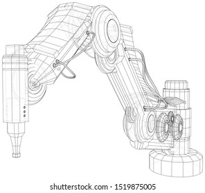Industrial robot manipulator. EPS10 format. Wire-frame Vector created of 3d. EPS10 format.