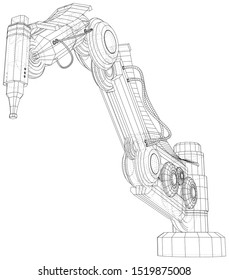 Industrial robot manipulator. EPS10 format. Wire-frame Vector created of 3d. EPS10 format.