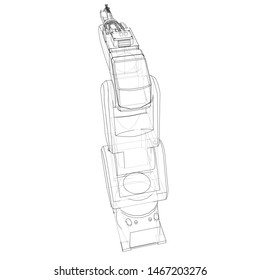 Industrial robot manipulator. Vector image rendered from 3d model in sketch style or drawing. White background