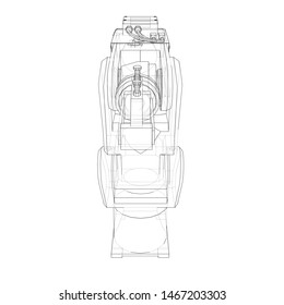 Industrial robot manipulator. Vector image rendered from 3d model in sketch style or drawing. White background