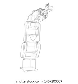 Industrial robot manipulator. Vector image rendered from 3d model in sketch style or drawing. White background