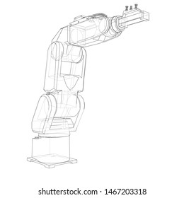 Industrial robot manipulator. Vector image rendered from 3d model in sketch style or drawing. White background