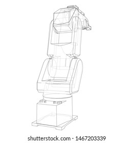 Industrial robot manipulator. Vector image rendered from 3d model in sketch style or drawing. White background