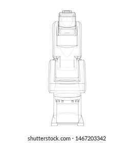 Industrial robot manipulator. Vector image rendered from 3d model in sketch style or drawing. White background